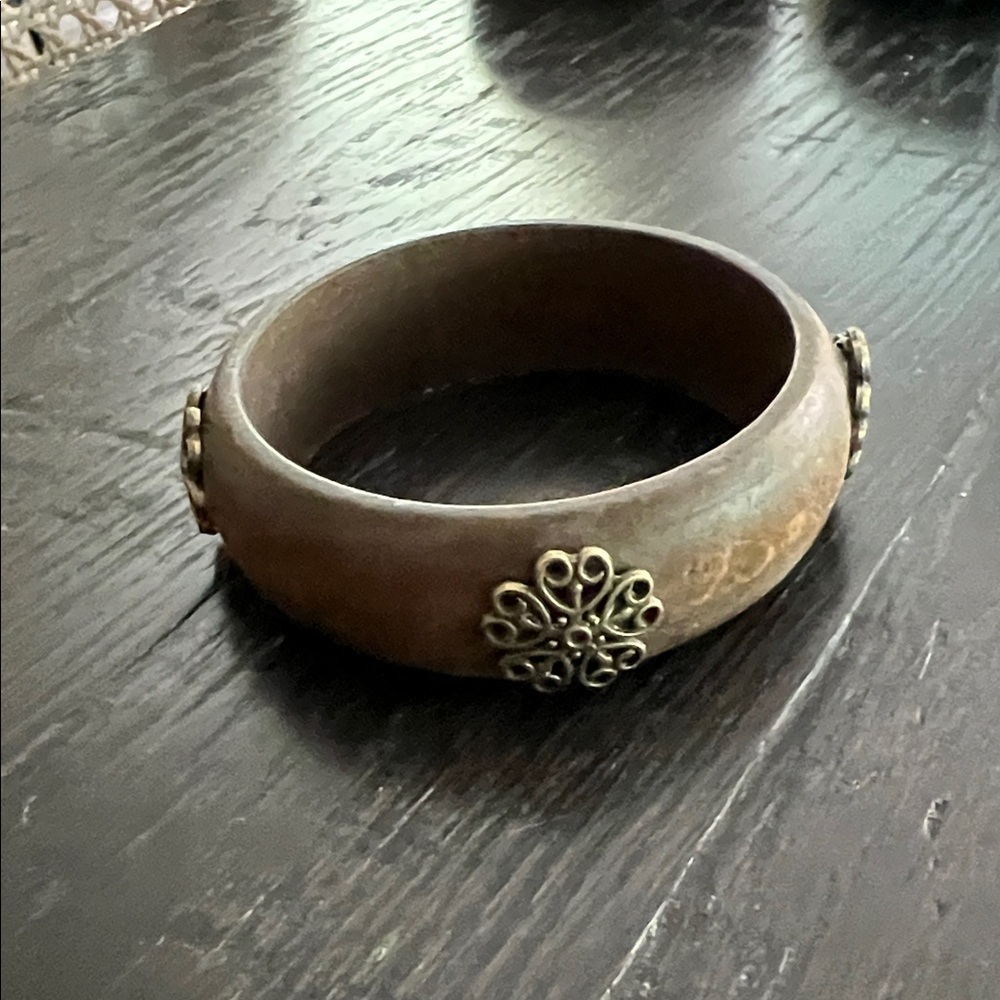Brown Bangle with Gold Accents